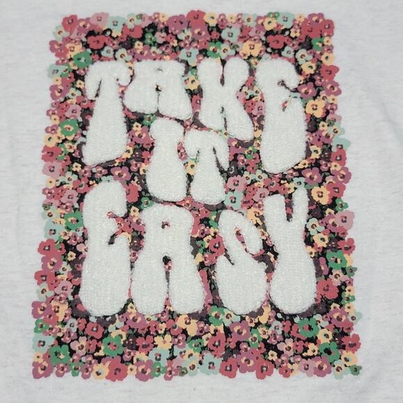 Jessica Simpson Girls Crop Tee w/ Flare Sleeves "Take It Easy" - Medium (8/10) - Picture 2 of 6